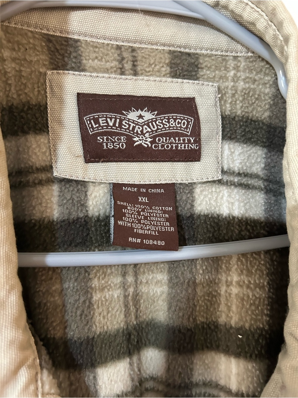 Levi's XXL Tan Lightweight Shirt Jacket with Plaid Lining - Picture 2 of 6